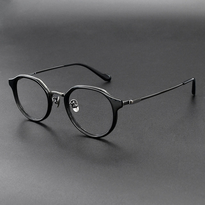 Black Mask Unisex Full Rim Round Titanium Eyeglasses BM-G636