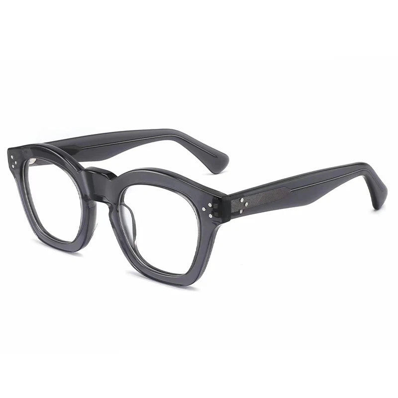 Gatenac Unisex Full Rim Square Thick Acetate Eyeglasses Gxyj1480 Full Rim Gatenac Gray  