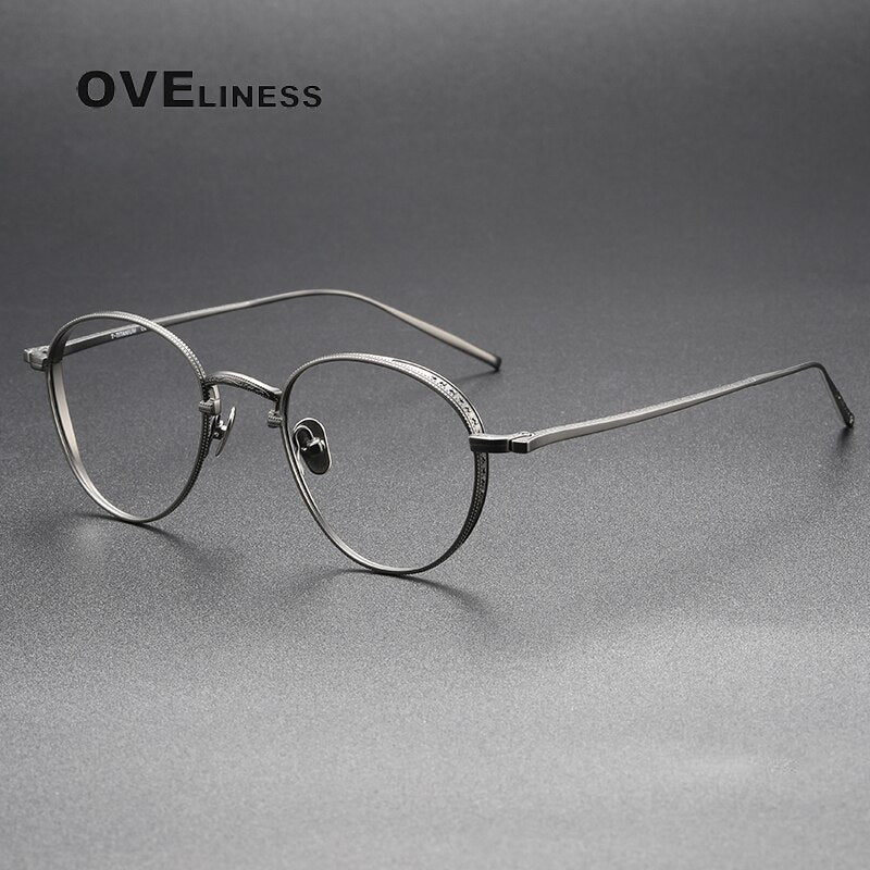 Oveliness Unisex Full Rim Round Titanium Eyeglasses M3096 Full Rim Oveliness gun  