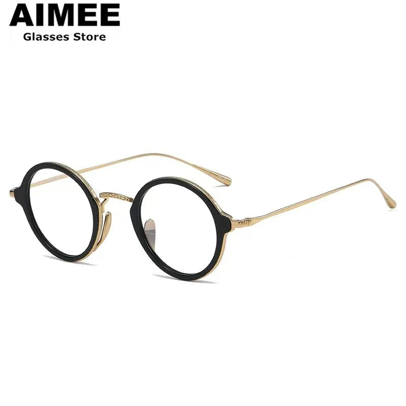 Aimee Unisex Full Rim Round Titanium Acetate Eyeglasses 691110