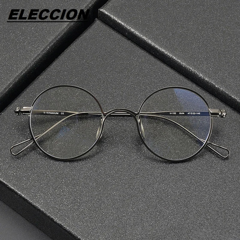 Eleccion Unisex Full Rim Round Titanium Eyeglasses 11488 Full Rim Eleccion