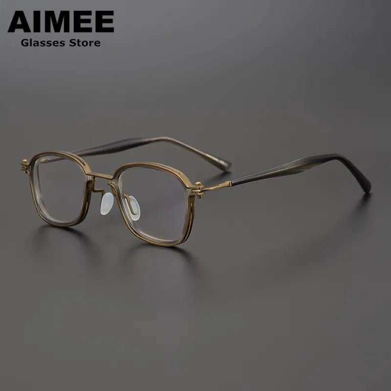 Aimee Unisex Full Rim Square Titanium Acetate Eyeglasses 14622 Full Rim Aimee   