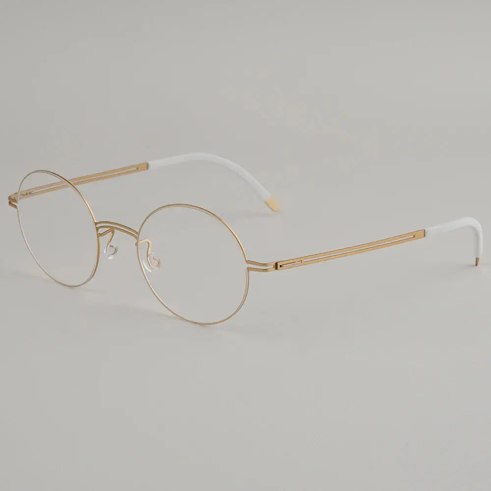 Bobbie 470100 Unisex Screwless Full Rim Round Titanium Frames FuzWeb
