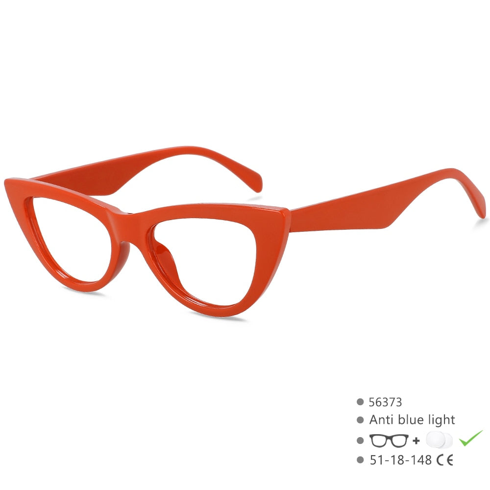 CCSpace Women's Full Rim Cat Eye Acetate Eyeglasses 56373 Full Rim CCspace China Orange 