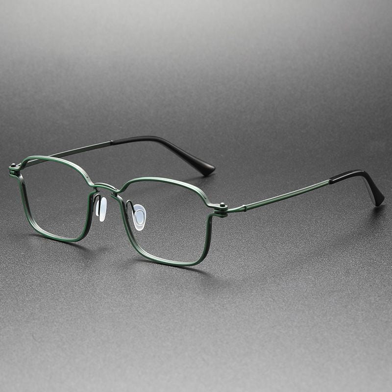 Hdcrafter Unisex Full Rim Large Irregular Square  Eyeglasses 58198 Full Rim Hdcrafter Eyeglasses Green  