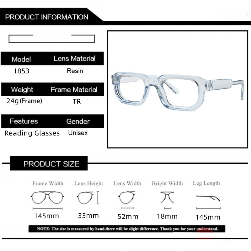 Kocolior Unisex Full Rim Square  Tr 90 Alloy Reading Glasses 71853