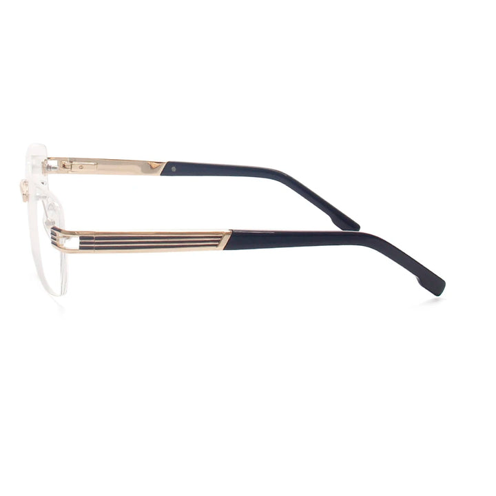 Esnbie Unisex Rimless Polygon Square Titanium Eyeglasses 243062