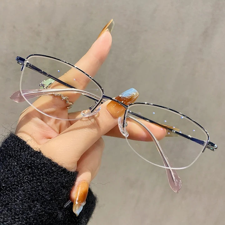 Momoja Women's Semi Rim Square Titanium Eyeglasses 23006