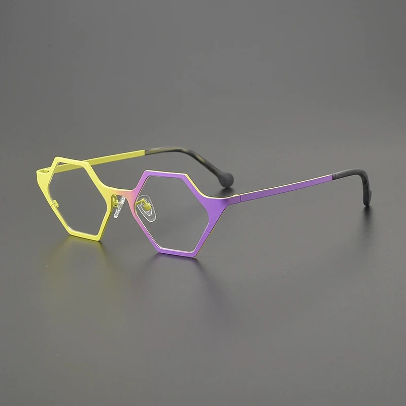 Gatenac Women's Full Rim Polygon Acetate Titanium Eyeglasses G85881
