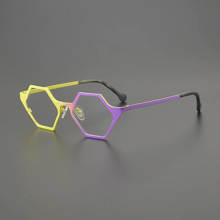 Gatenac Women's Full Rim Polygon Acetate Titanium Eyeglasses G85881