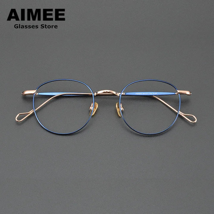 Aimee Women's Full Rim Round Titanium Eyeglasses 85645