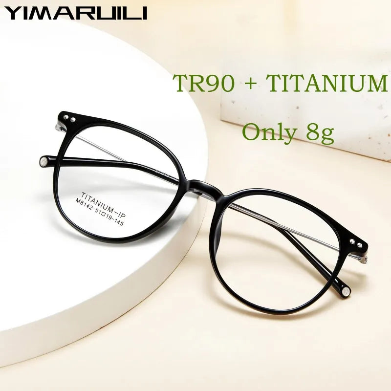 Yimaruili Unisex Full Rim Square Tr 90Titanium Eyeglasses M8142 Full Rim Yimaruili Eyeglasses   