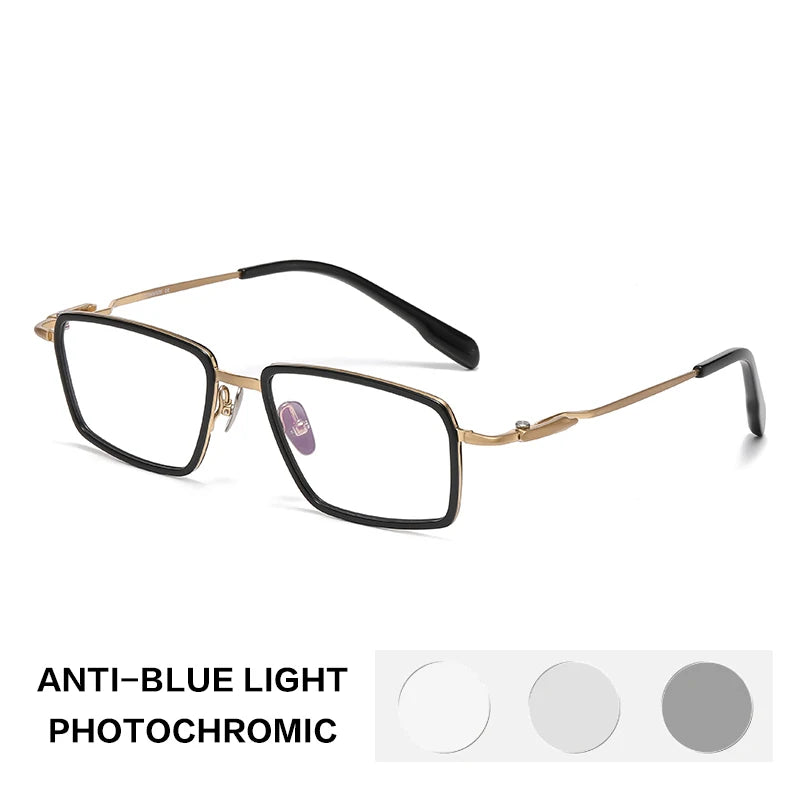 Gatenac Unisex Full Rim Square Titanium Acetate Photochromic Reading Glasses 840061