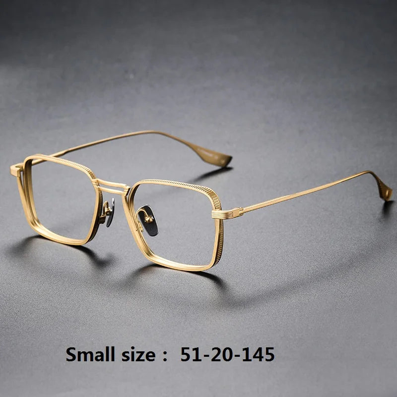 Aimee Unisex Full Rim Square Double Bridge Titanium Eyeglasses 4125 Full Rim Aimee Golden Small  