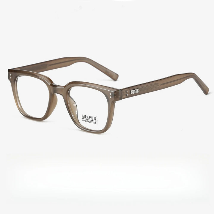 Yimaruili Unisex Full Rim Square Thick Tr 90 Eyeglasses Y9136 Full Rim Yimaruili Eyeglasses Transparent Coffee  