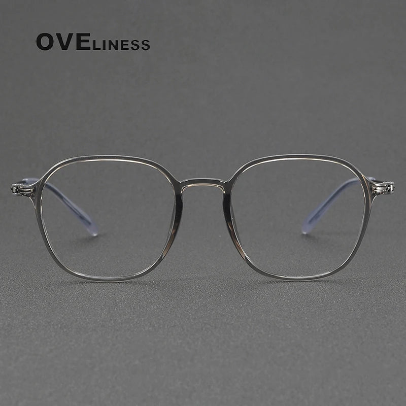 Oveliness Unisex Full Rim Square Oval Acetate Titanium Eyeglasses 8665 Full Rim Oveliness   