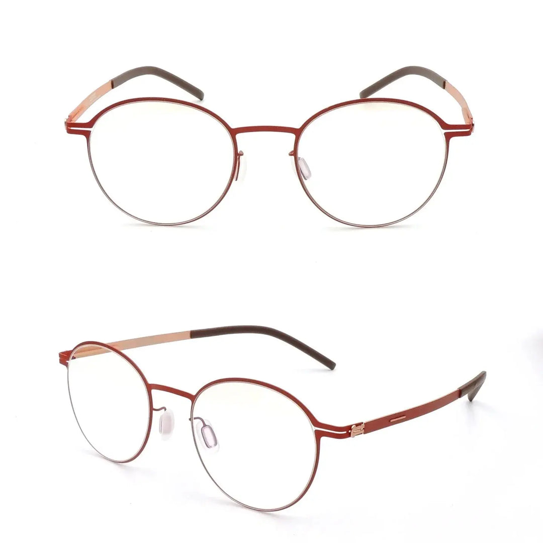 Bobbie 494420 Unisex Screwless  Full Rim Oval Round Steel Frames FuzWeb