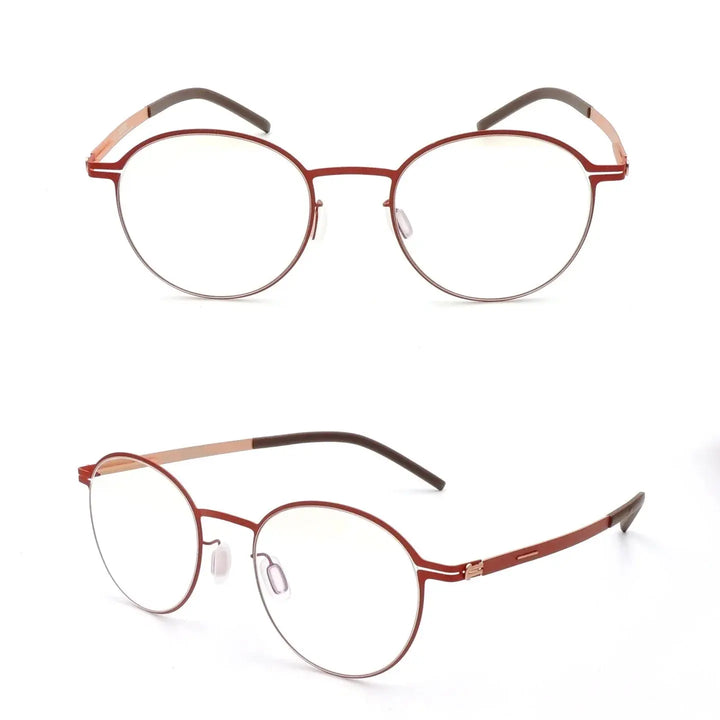 Bobbie 494420 Unisex Screwless  Full Rim Oval Round Steel Frames FuzWeb