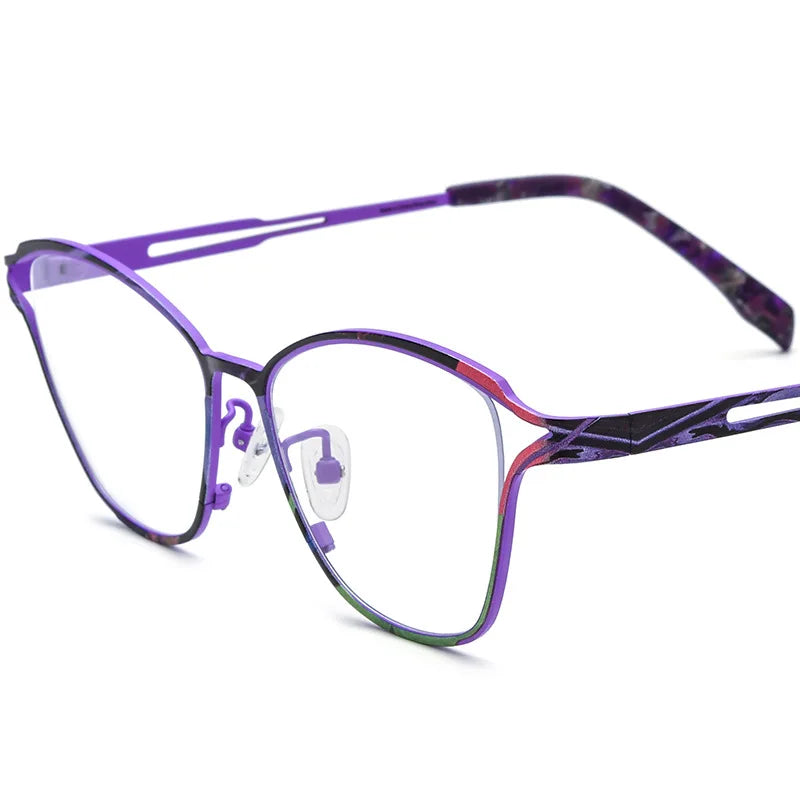 Nobler Women's Full Rim Brow Line Cat Eye Titanium Eyeglasses 185922