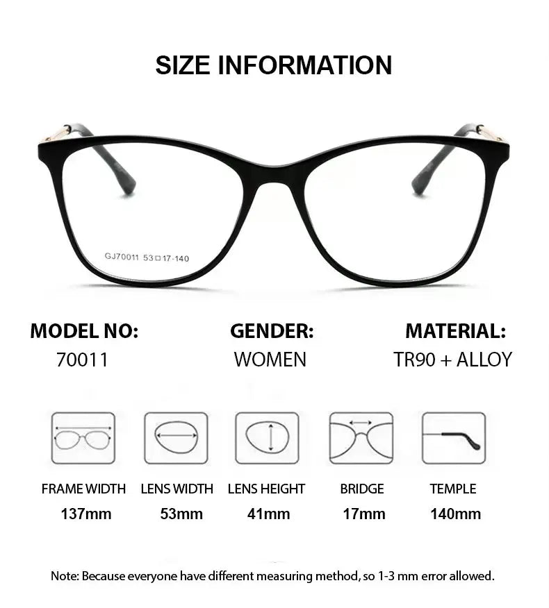 Summer Flower Women's Full Rim Square Tr 90 Alloy Eyeglasses 700114