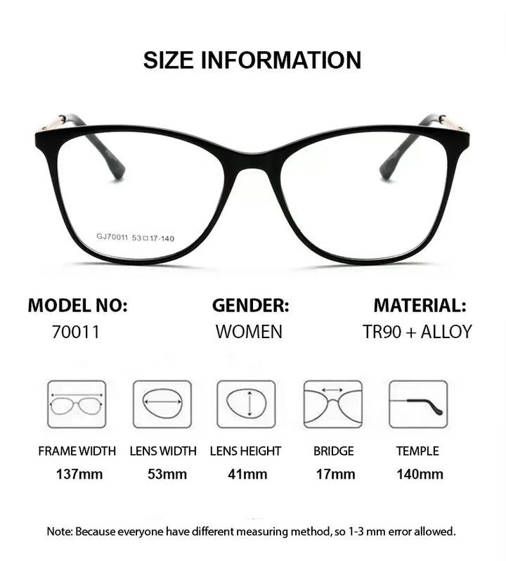 Summer Flower Women's Full Rim Cat Eye Tr 90 Alloy Eyeglasses 670011