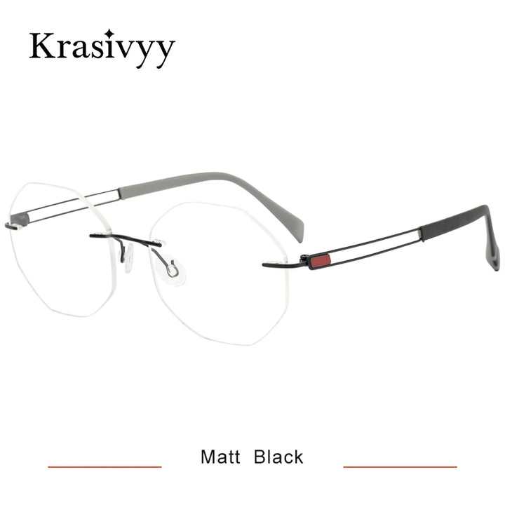 Krasivyy Women's Rimless Polygon Round Titanium Eyeglasses 16079