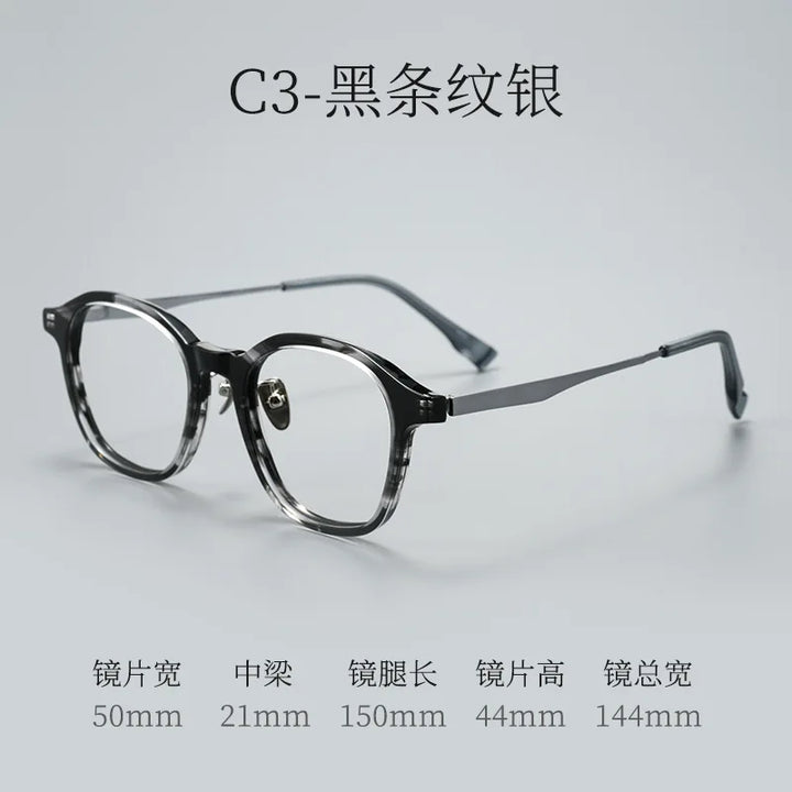 Bclear Unisex Full Rim Round Square Acetate Titanium Eyeglasses 633576