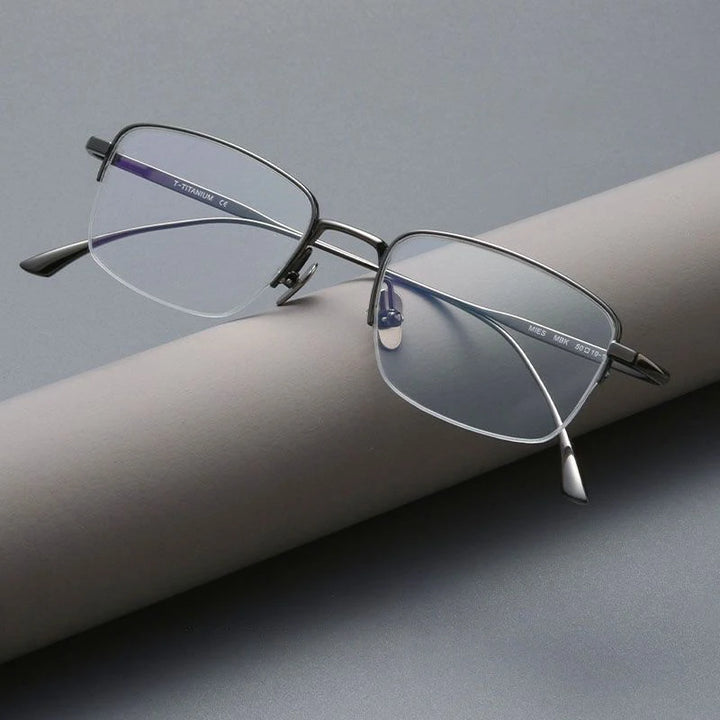 Blackmask Unisex Semi Rim Square Titanium Eyeglasses Fuz 5