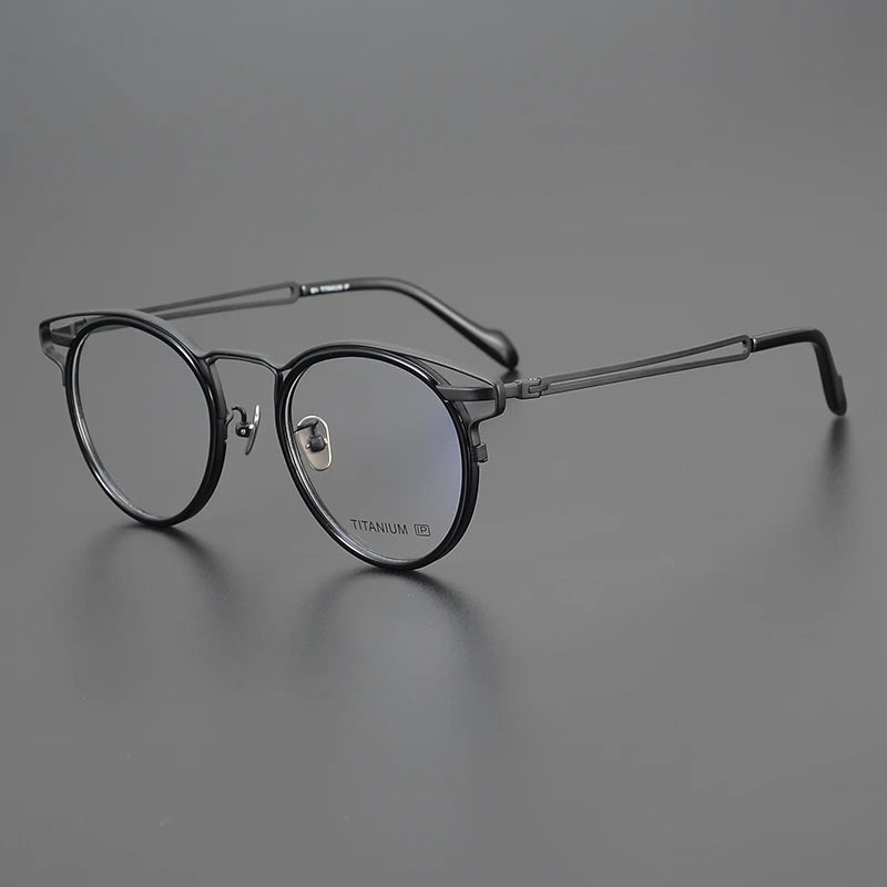 Bobbie Women's Full Rim Round Acetate Titanium Eyeglasses 719061