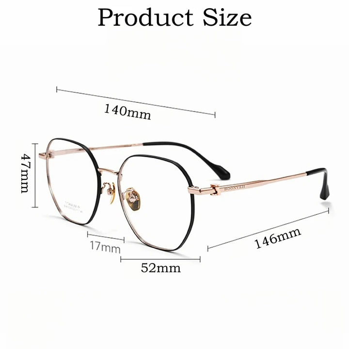 Yimaruili Unisex Full Rim Polygon Titanium Alloy Eyeglasses Y61039 Full Rim Yimaruili Eyeglasses   