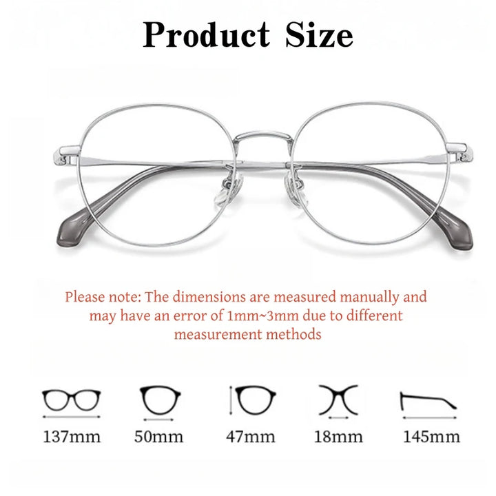 Yimaruili Unisex Full Rim Round Pure Titanium Eyeglasses 23822 — view 2 | Yimaruili at FuzWeb
