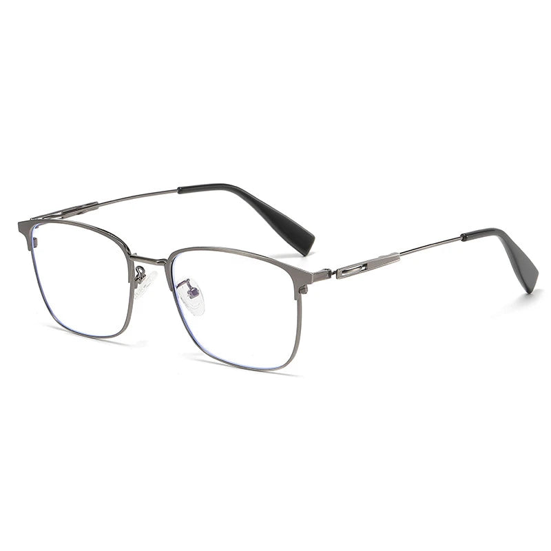 Cubojue Mens Full Rim Square Alloy Eyeglasses 101968 Full Rim Cubojue 101968 grey  