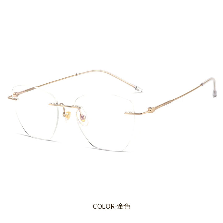 Reven Jate Women's Rimless Oval Cat Eye Titanium Eyeglasses 60194