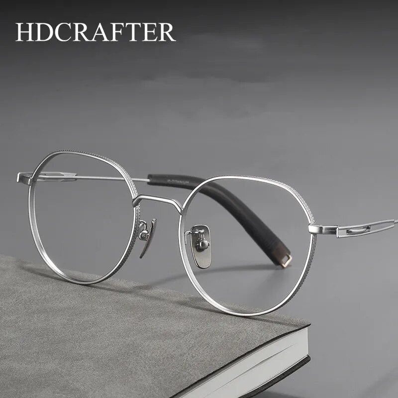 Hdcrafter Unisex Full Rim Round Titanium Eyeglasses Lsa0181 Full Rim Hdcrafter Eyeglasses   