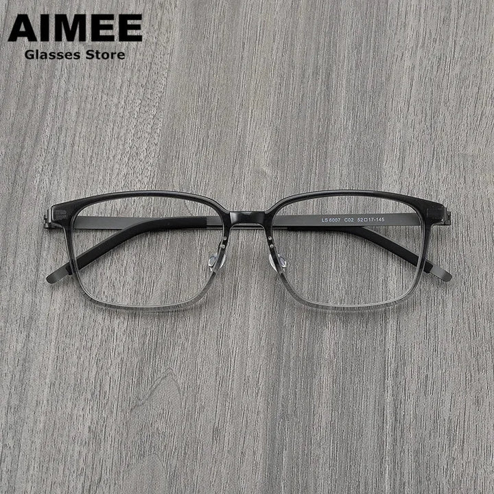 Aimee Unisex Full Rim Square Screwless Titanium Acetate Eyeglasses 6007 Full Rim Aimee Gradient-Grey  