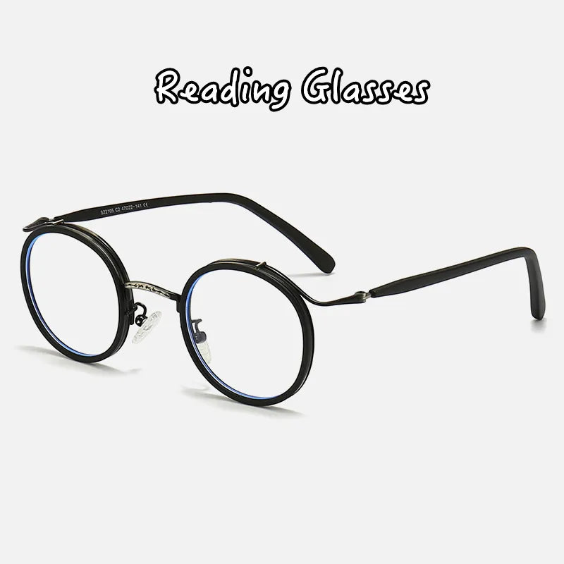 Kocolior Unisex Full Rim Round Acetate Alloy Hyperopic Reading Glasses 22105 Reading Glasses Kocolior   