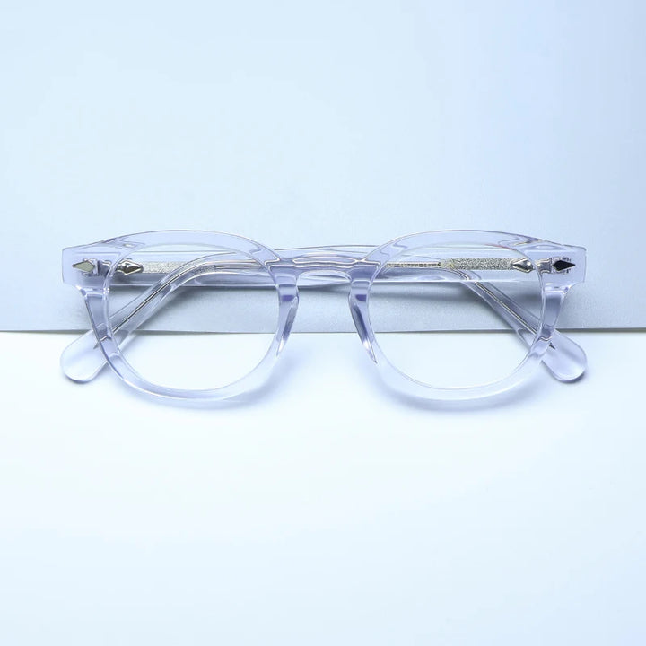 Gatenac Unisex Full Rim Round Acetate Eyeglasses Polarized Clip On Sunglasses 1145  FuzWeb  Transparent  