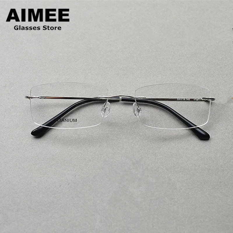 Aimee Unisex Rimless Square Titanium Eyeglasses 4100 Rimless Aimee   