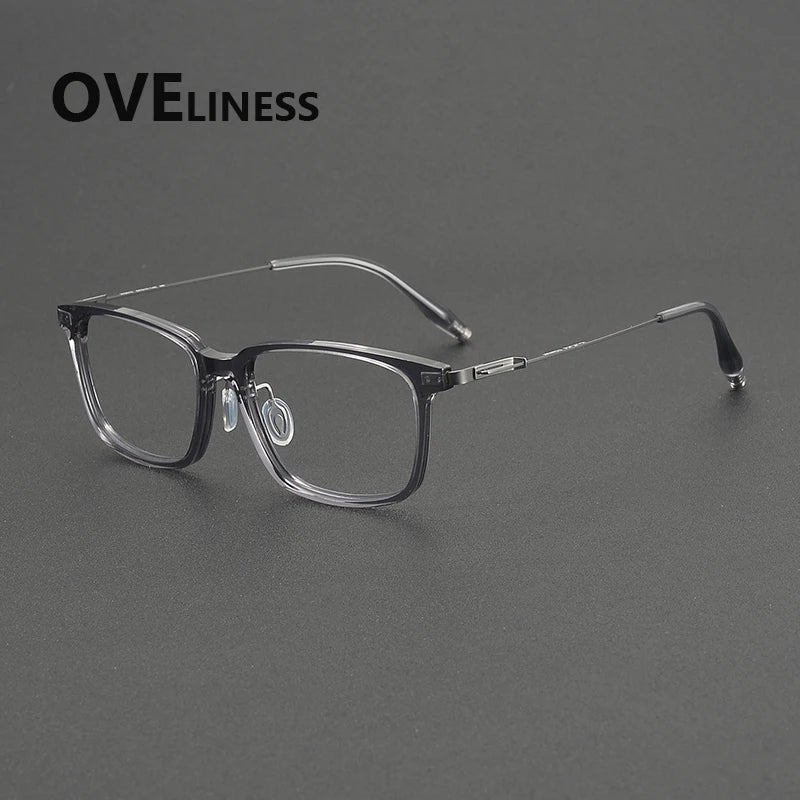 Oveliness Unisex Full Rim Square Acetate Titanium Eyeglasses 202510