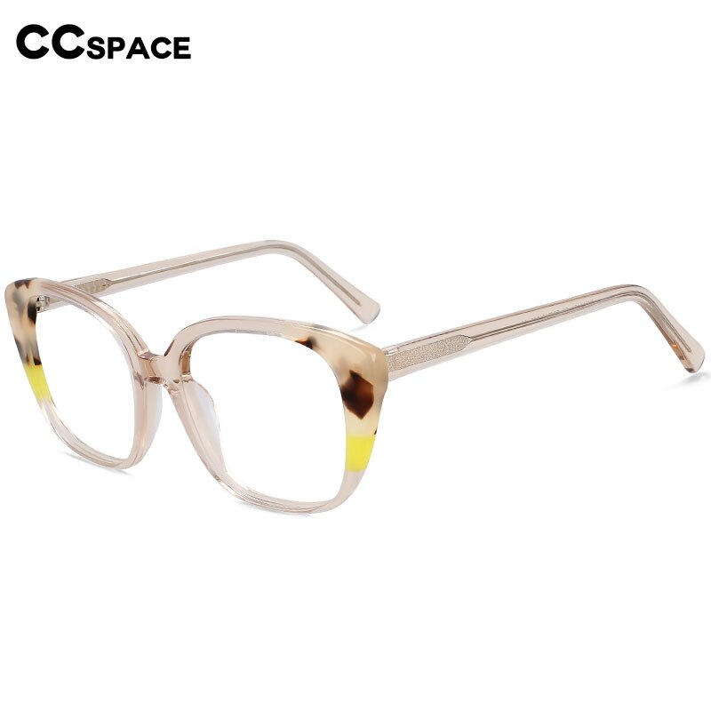 CCSpace Unisex Full Rim Square Cat Eye Acetate Eyeglasses 55909 Full Rim CCspace   