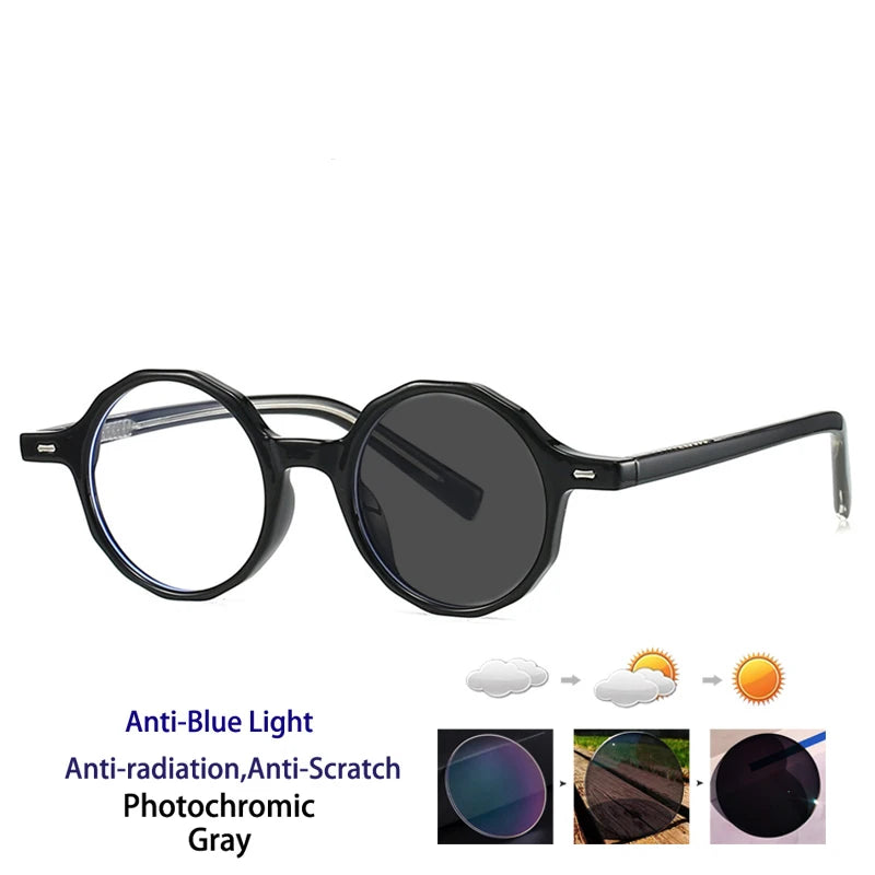 Kocolior Women's Full Rim Round Tr 90 Photochromic Reading Glasses 28008