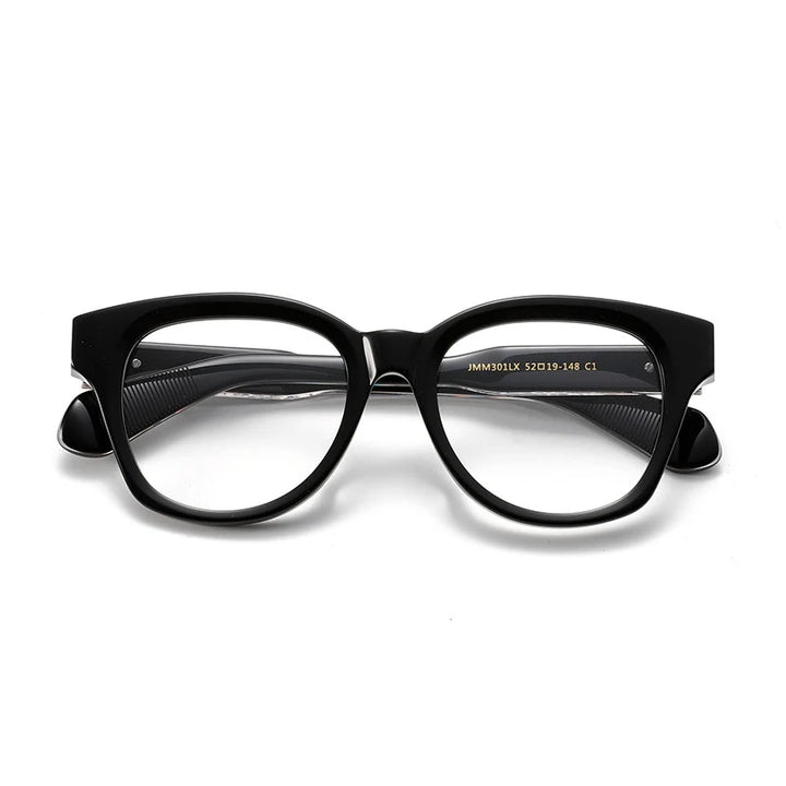 Black Mask Unisex Full Rim Oval Square Thick Acetate Eyeglasses 94301 Full Rim Black Mask Black