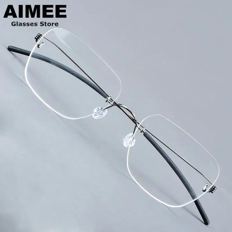 Aimee Women's Rimless Square Screwless Titanium Eyeglasses 92487 Rimless Aimee