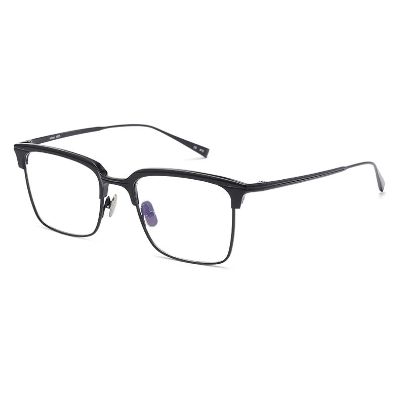 Hdcrafter Men's Full Rim Square Titanium Eyeglasses S1905 Full Rim Hdcrafter Eyeglasses Black  