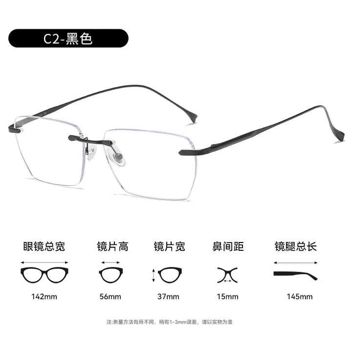 Bclear Unisex Rimless Flat Top Polygon Titanium Eyeglasses 696908