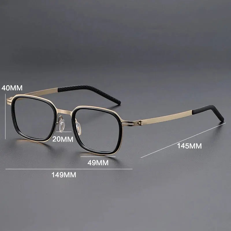 Gatenac Men's Full Rim Big Square Titanium Acetate Eyeglasses 698017 FuzWeb