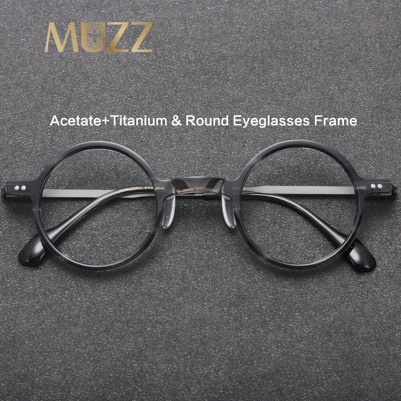 Muzz Men's Full Rim Round Titanium Acetate Eyeglasses 972100