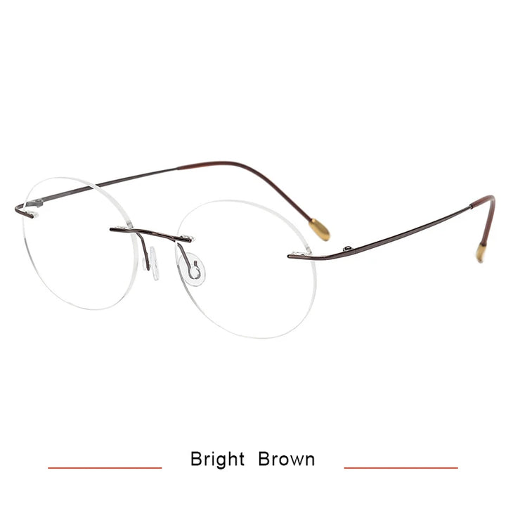 Brightzone Women's Rimless Round Titanium Eyeglasses 71612 Rimless Brightzone Bright Brown