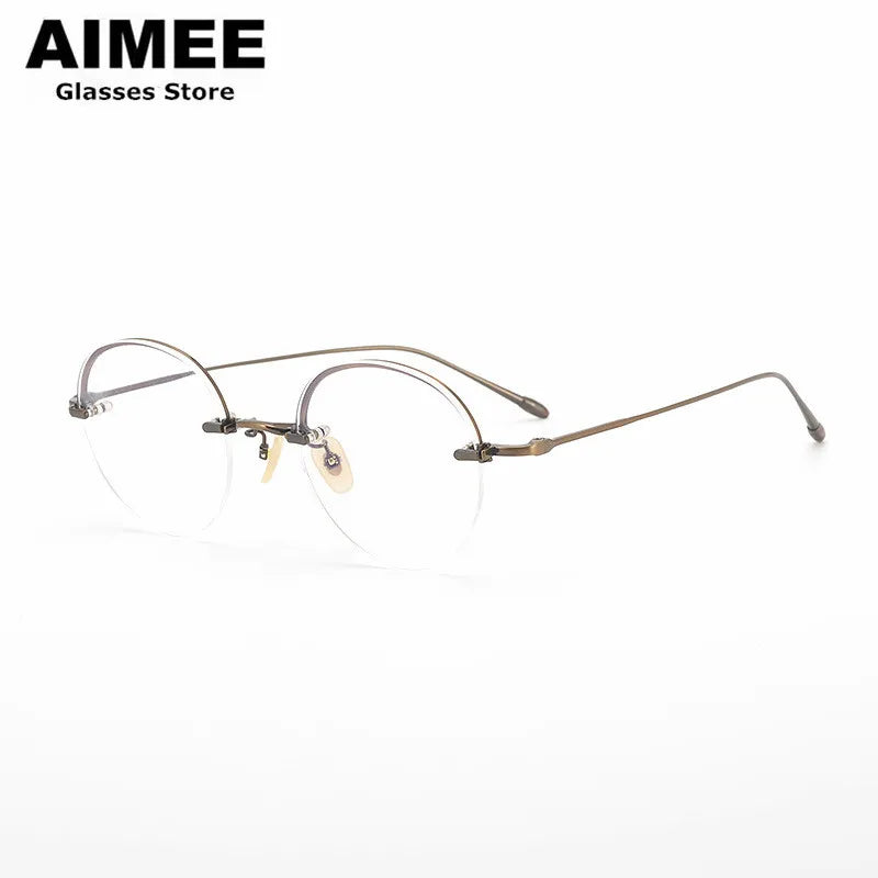 Aimee Unisex Semi Rim Round Titanium Eyeglasses 5921 Semi Rim Aimee   