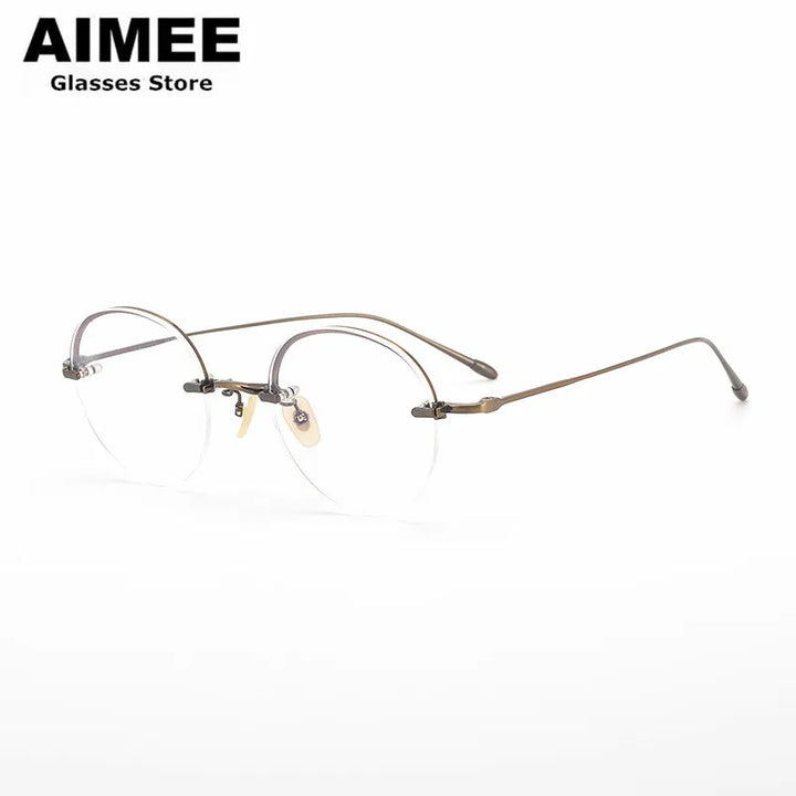 Aimee Unisex Semi Rim Round Titanium Eyeglasses 5921 Semi Rim Aimee   